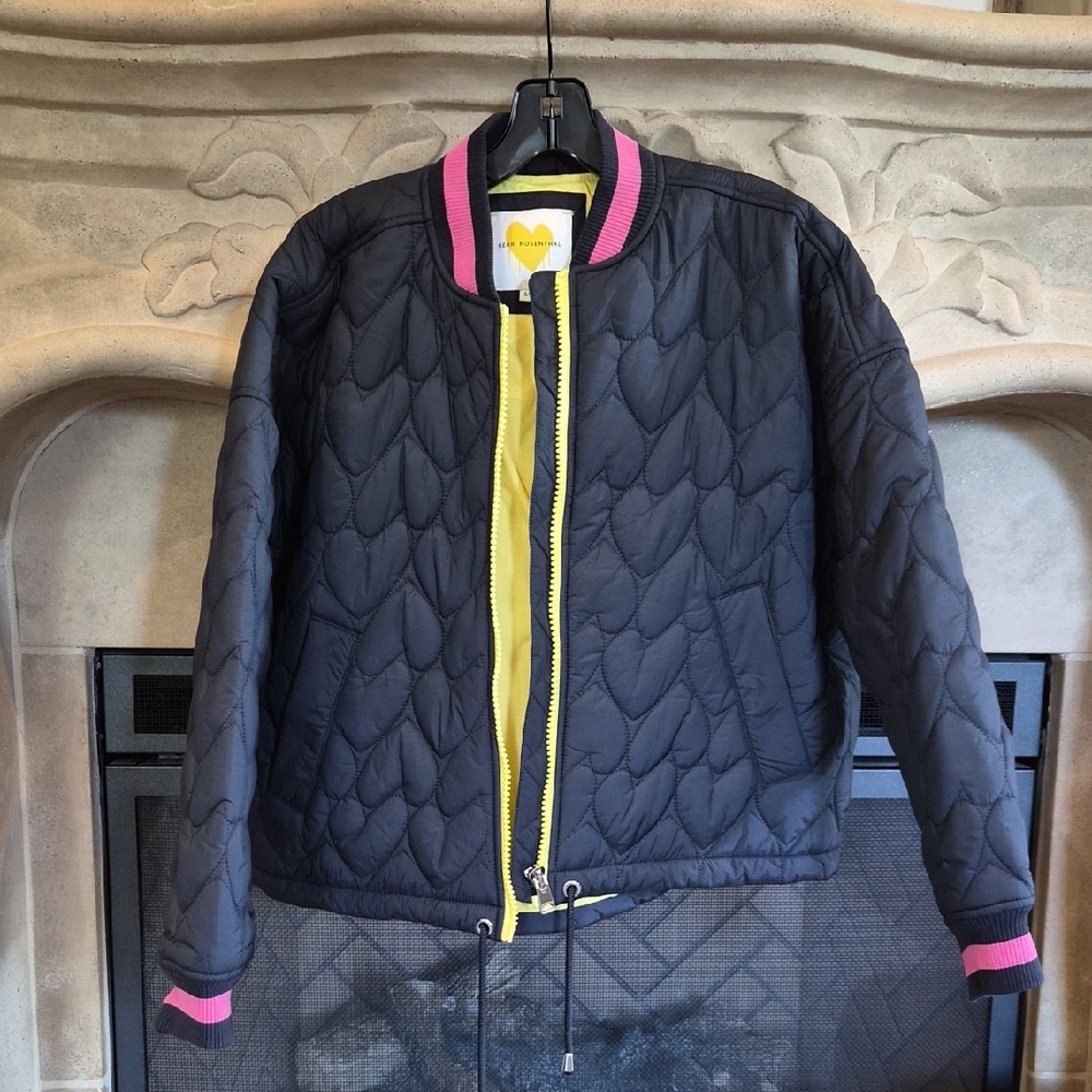 Rosenthal Navy Puffer Jacket with Pink and Yellow Trim